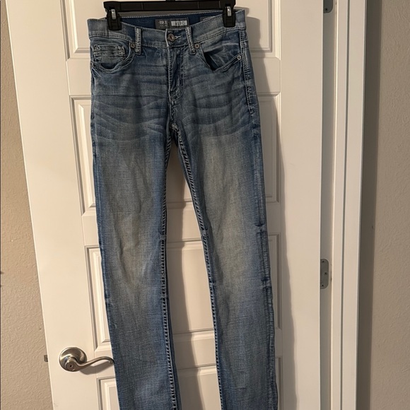 BKE Blue Straight Leg Jeans with Natural Fading - Picture 2 of 5